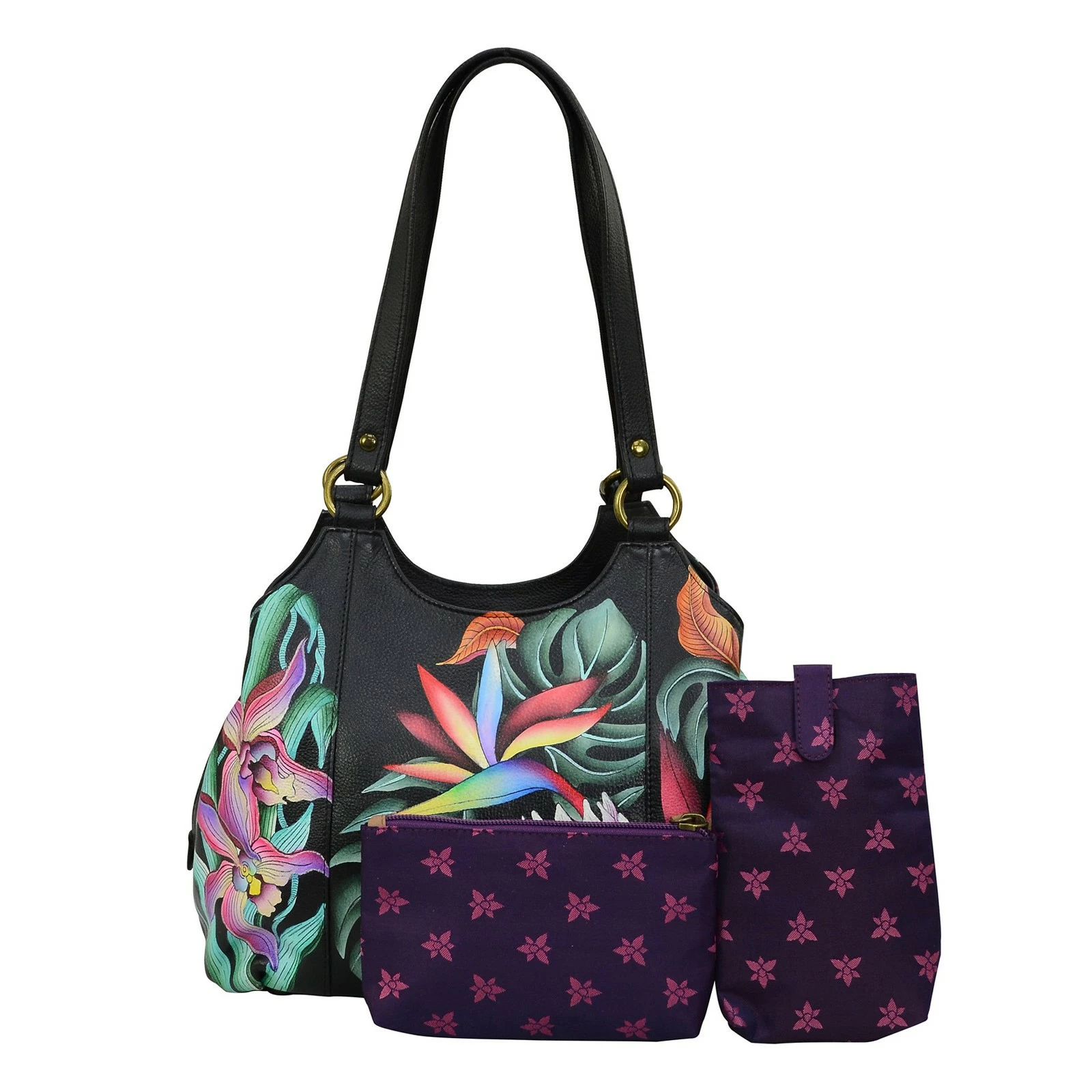 Women's Anuschka, Triple Compartment Satchel 3 Women's Anuschka, Triple Compartment Satchel